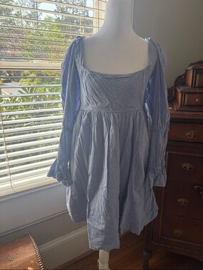 Anthropologie Light Blue Babydoll Peasant Dress